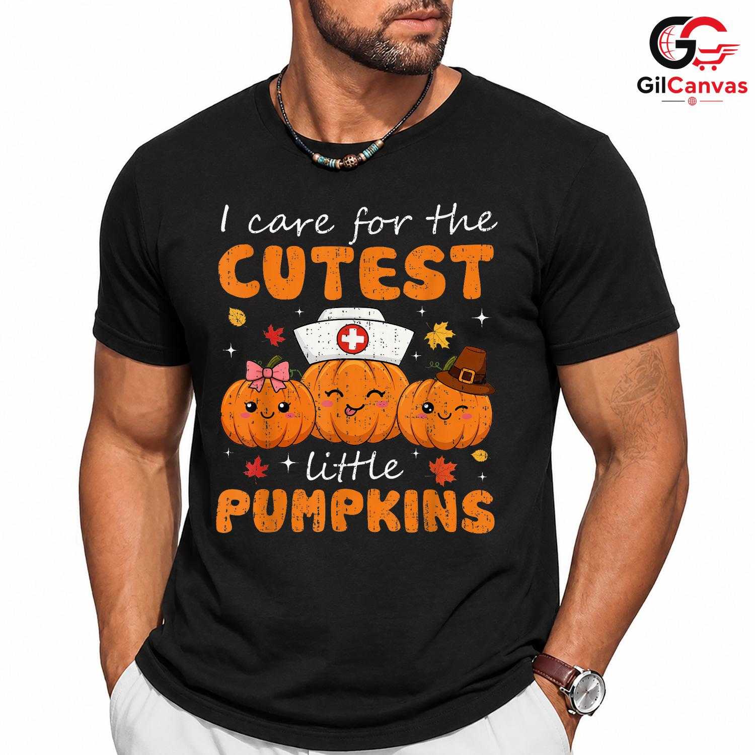 Cute Pumpkin Nurse T-Shirt Unisex Fun Fall Halloween Medical Gift For Kids