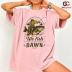 Dawn Fishing Frog Tee Shirt Outdoor Angler Adventure Unisex Graphic Apparel