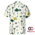 Dinosaur Print Hawaiian Shirt For Kids Tropical Summer Vacation Casual Wear