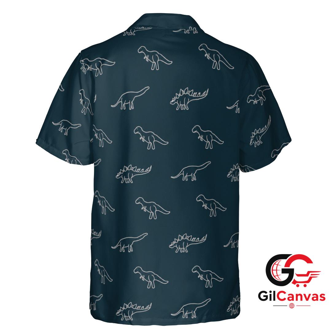 Dinosaur Print Hawaiian Shirt For Summer Fun Unisex Comfortable Beachwear