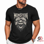 Edgy Skull With Leaves T-Shirt Spooky Halloween Unisex Graphic Apparel Tee