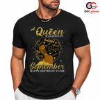 Empowered Black Queen Fall Tee Unisex September Afro Girl Birthday Gift Idea
