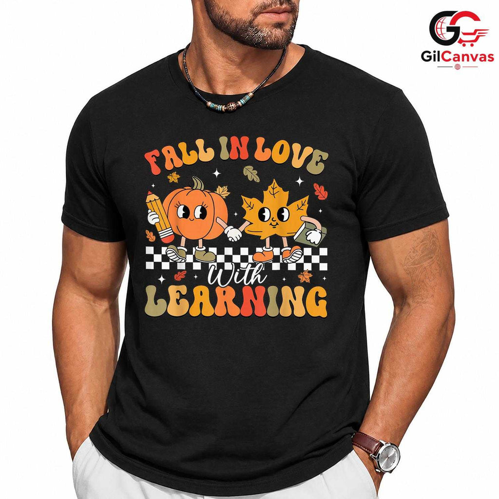 Fall In Love With Learning Tee Unisex Cute Pumpkin Leaf Gift For Kids Youth