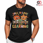 Fall Pumpkin Leaf T-Shirt Unisex Cute Autumn Learning Education Gift Kids
