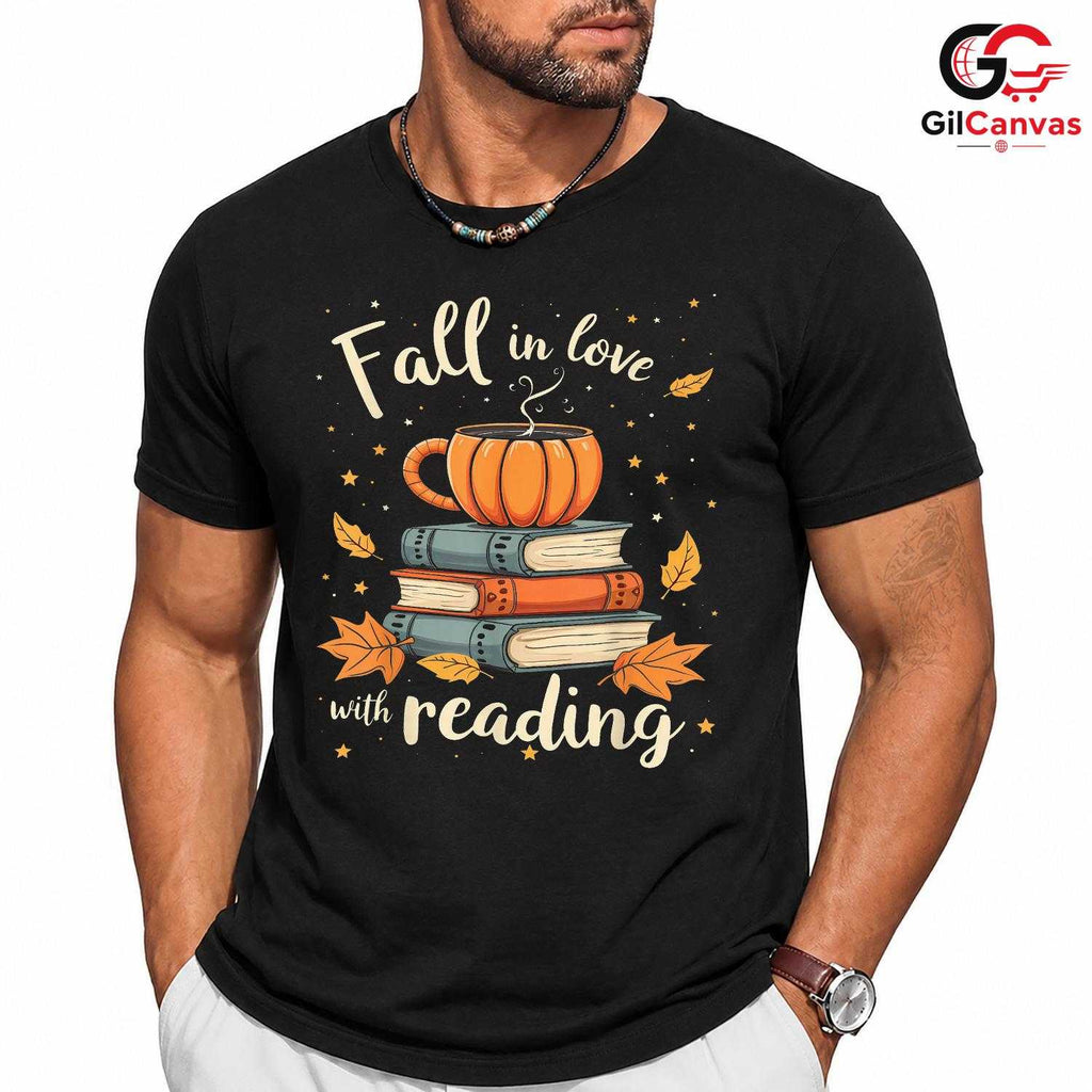 Fall Reading Pumpkin T-Shirt Unisex Cozy Autumn Book Lover Enthusiast Gift