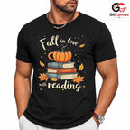 Fall Reading Pumpkin T-Shirt Unisex Cozy Autumn Book Lover Enthusiast Gift
