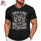 Feral Free Retirement T-Shirt Unisex Raccoon Humorous 2026 Casual Graphic Shirt