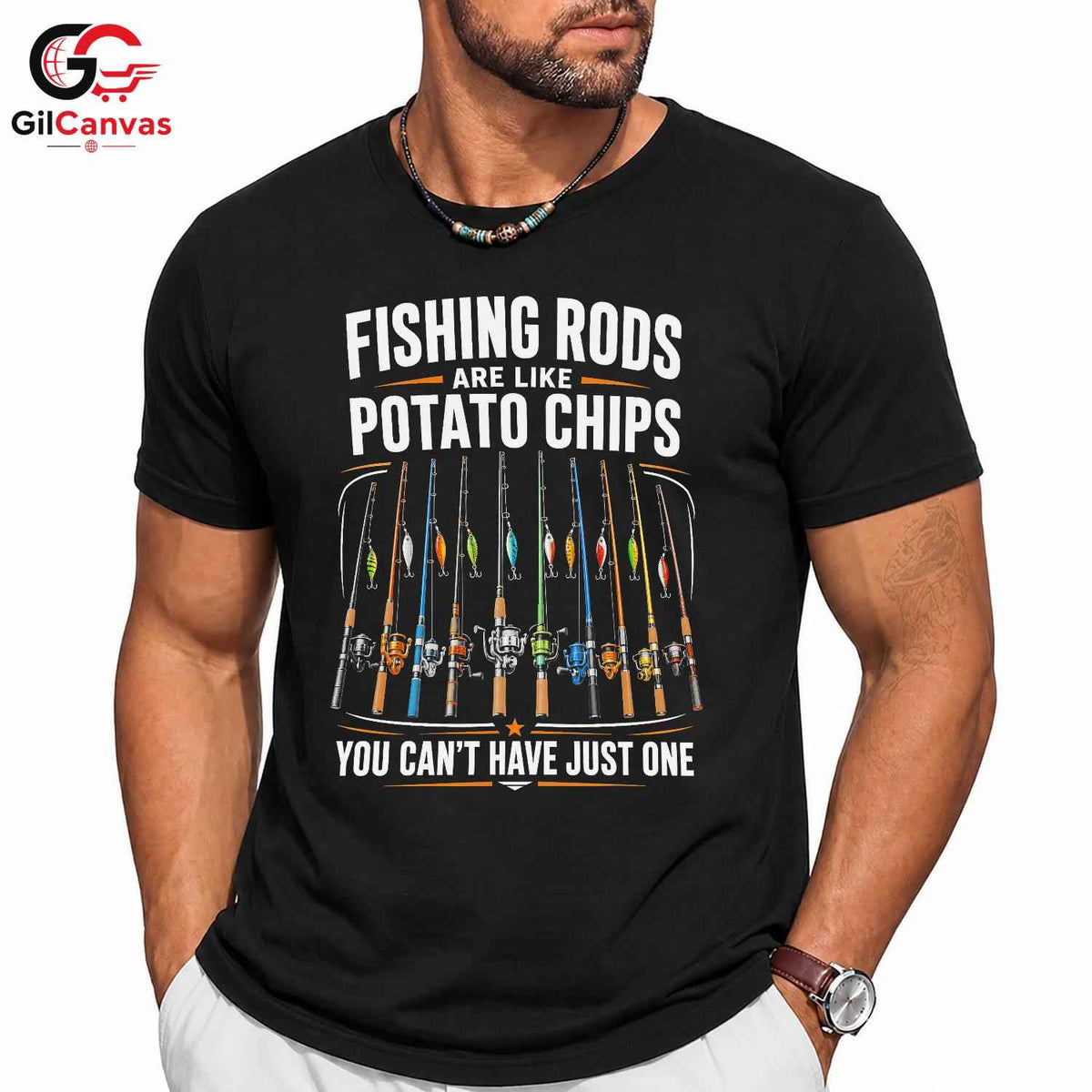 Fishing Day Graphic T-Shirt Sporty Rods Chips Enthusiast Fun Unisex Apparel