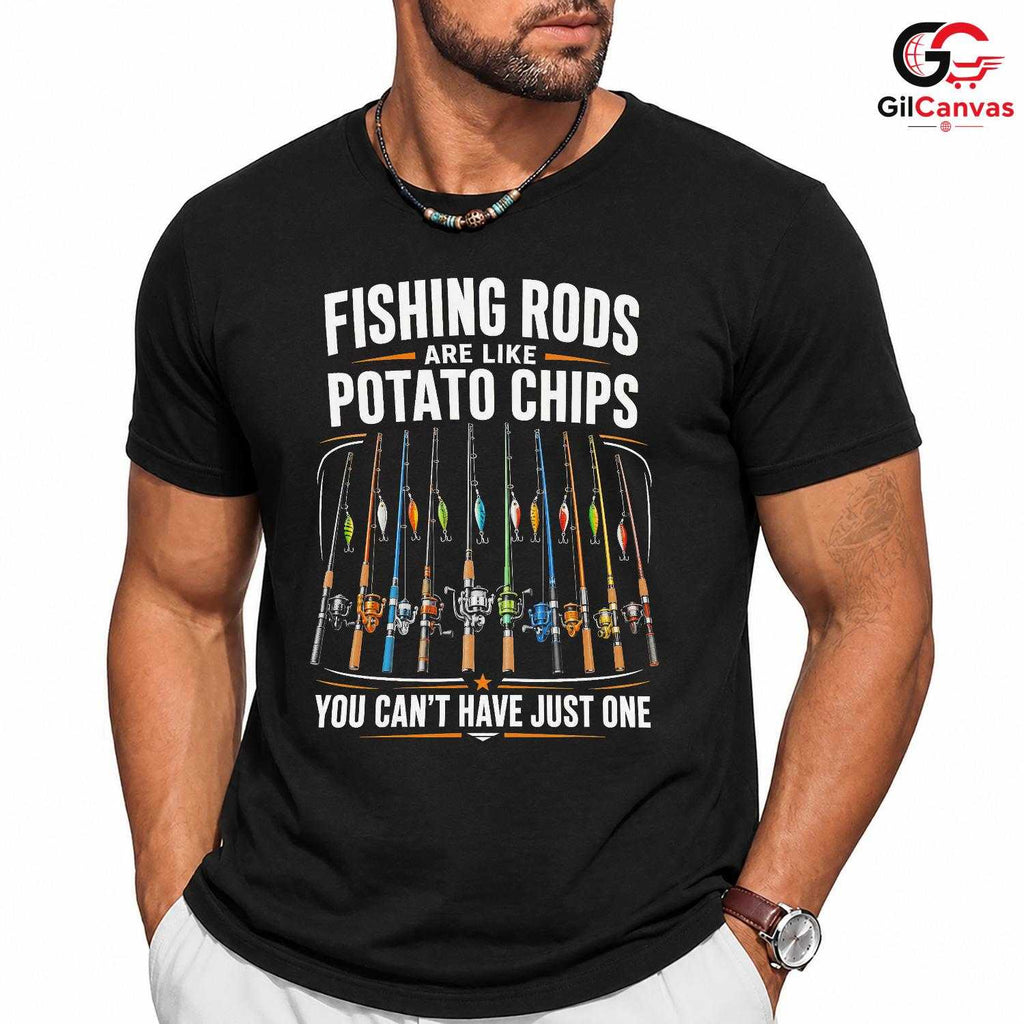 Fishing Day Graphic T-Shirt Sporty Rods Chips Enthusiast Fun Unisex Apparel
