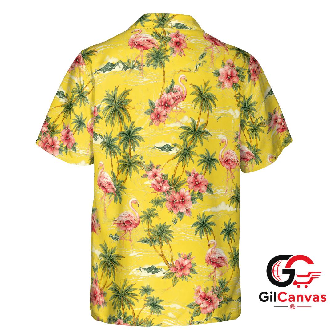 Flamingo Party Hawaiian Shirt For Unisex Summer Beach Tropical Floral Print