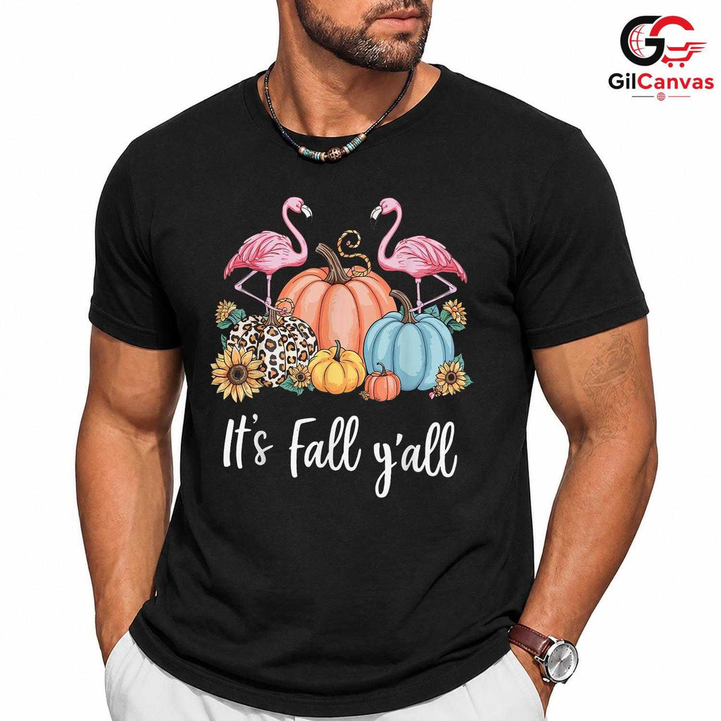 Flamingo Pumpkin Fall T-Shirt Unisex Cute Autumn Tropical Gift Idea For Women