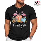 Flamingo Pumpkin Fall T-Shirt Unisex Cute Autumn Tropical Gift Idea For Women