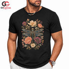 Floral Dragonfly T-Shirt Spring Fashion Garden Party Eco Friendly Women Tee