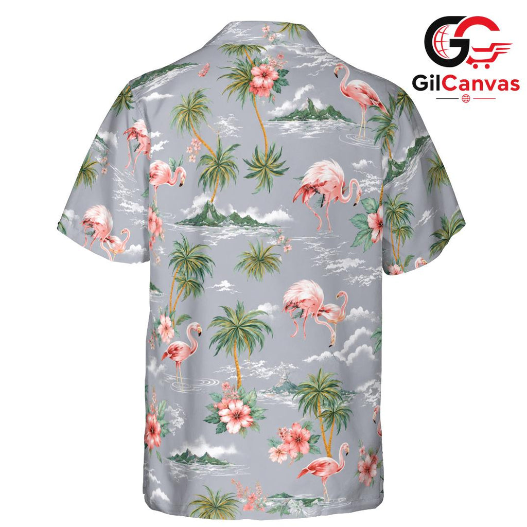Floral Flamingo Tropical Shirt, Premium Mens Apparel For Summer Vacations