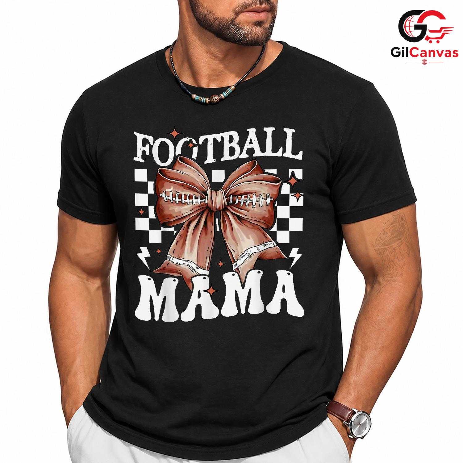 Football Mama Game Day T-Shirt Unisex Cute Retro Checkered Sports Fan Gift
