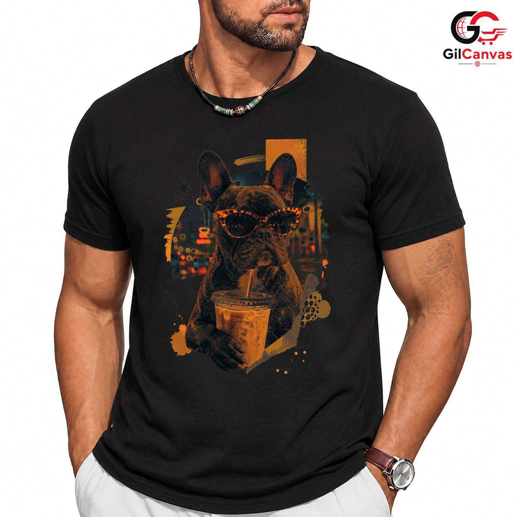 French Bulldog Coffee T-Shirt Dog Owner Pet Lover Unisex Fun Graphic Tee