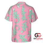 Fun Dinosaur Print Hawaiian Tee For Unisex Summer Getaways Tropical Attire Vibe
