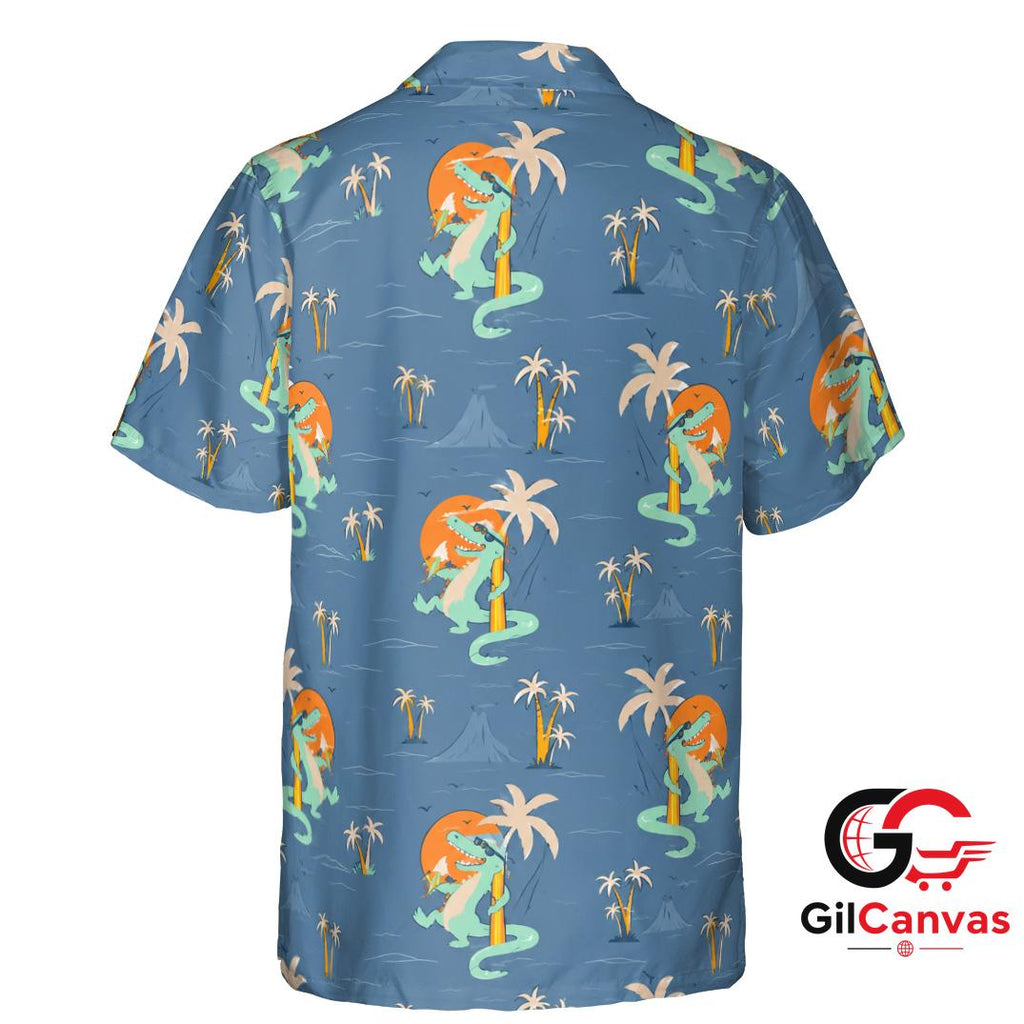 Fun Dinosaur Tee Hawaiian Shirt For Summer Parties Unisex Tropical Outfit