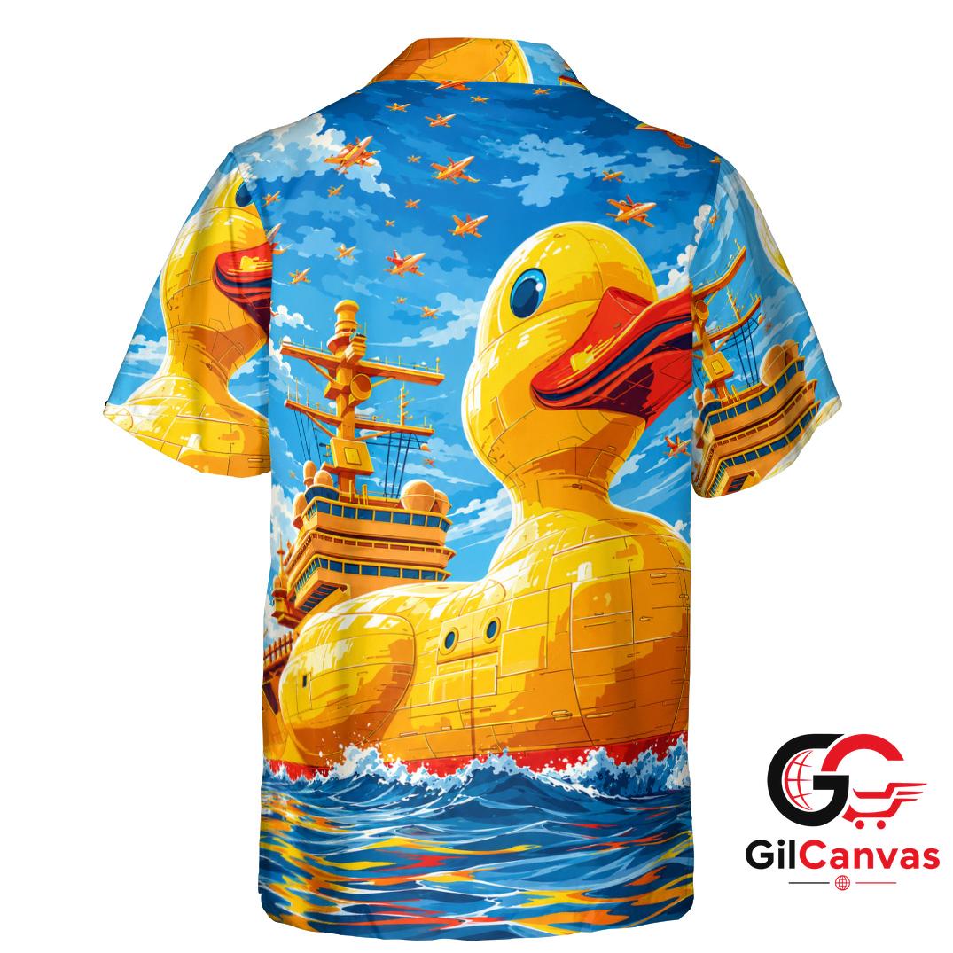 Fun Duck Print Hawaiian Shirt Perfect For Men Summer Beach Lovers Casual Wear