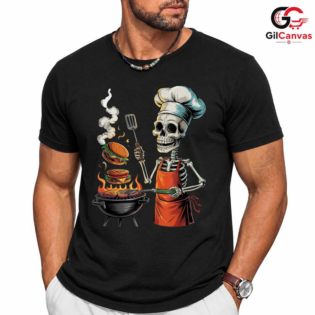 Funny BBQ Skeleton Chef Shirt Unisex Great Grilling Foodie Gift For Halloween