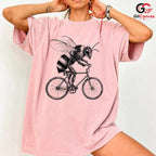 Funny Bee Bicycle T-Shirt Honeybee Cyclist Spring Unisex Insect Nature Ride Tee