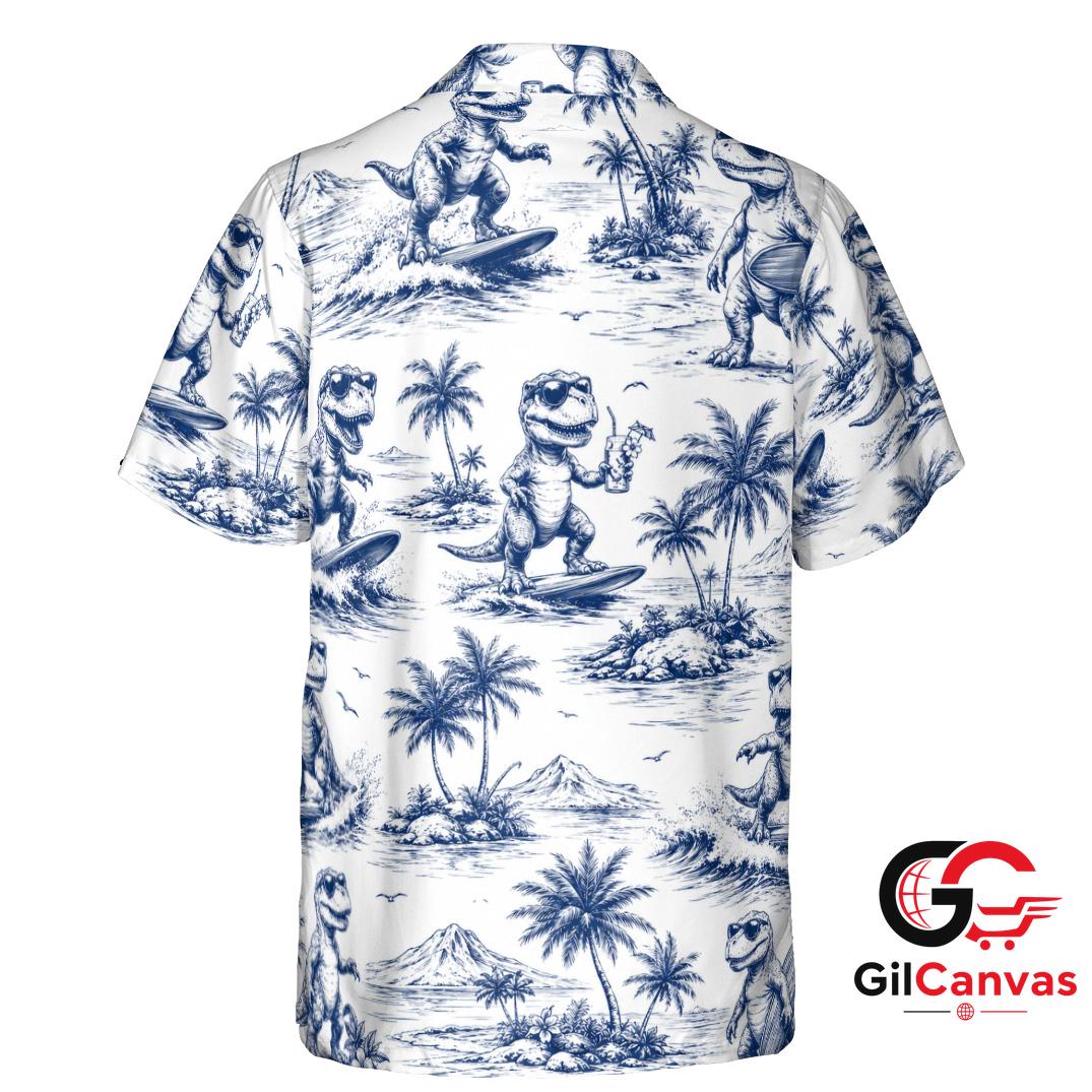 Funny Dinosaur Hawaiian Shirt For Men Beach Parties Stylish Summer Apparel Fit