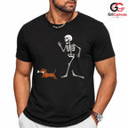 Funny Skeleton Dog Run Tee Shirt Unisex Spooky Halloween Pet Lover Gift Adults