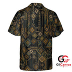 Geometric Print Hawaiian Shirt For Unisex Party Wear Beach Vacation Casual Fit