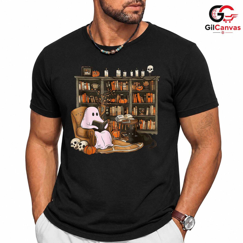 Ghost Reading Halloween T-Shirt Unisex Spooky Book Lover Gift Idea For Kids