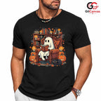 Ghost Reading Halloween Tee Shirt Unisex Spooky Book Lover Event Gift For Kids