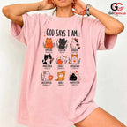 God Says I Am Cat T-Shirt Christian Faith Inspirational Design Women Men Tee
