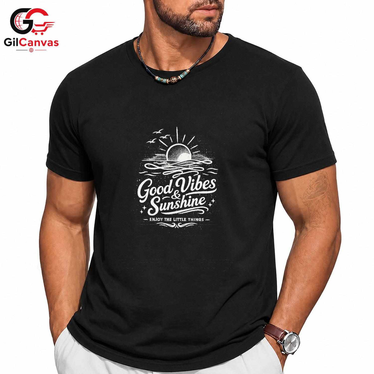 Good Vibes Sunset T-Shirt Summer Beach Trip Relaxation Unisex Graphic Tee