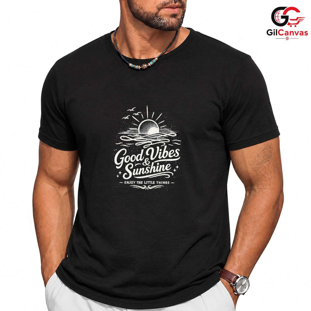 Good Vibes Sunset T-Shirt Summer Beach Trip Relaxation Unisex Graphic Tee