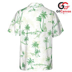 Green Palm Tree Hawaiian Tee, Fun Casual Men Beachwear Summer Apparel Style