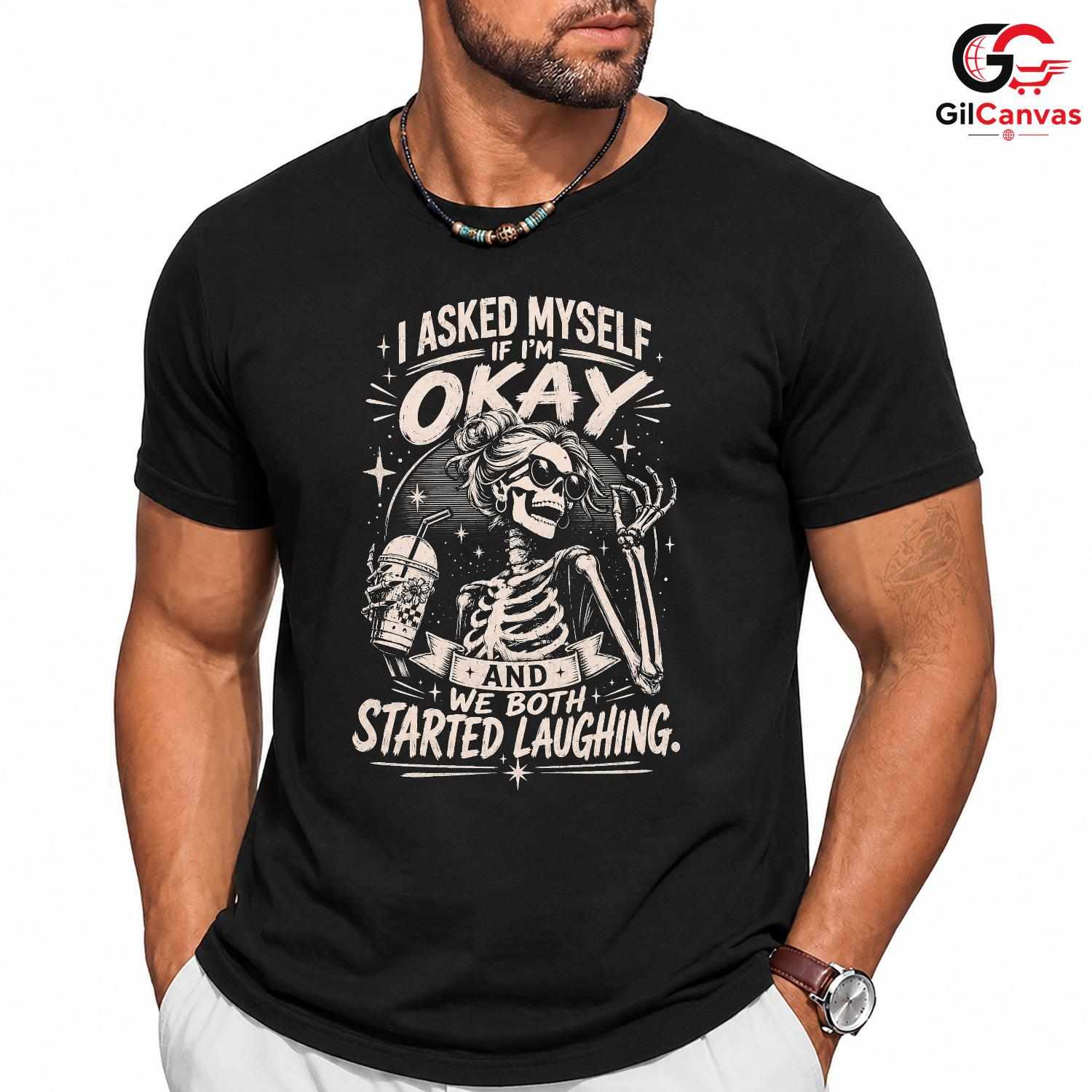 Halloween Skeleton T-Shirt Unisex Party Humor Quote Spooky Graphic Casual Apparel