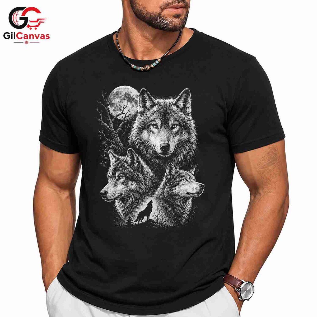 Halloween Wolf Graphic Tee Animal Nature Fan Perfect Gift Men Women Apparel