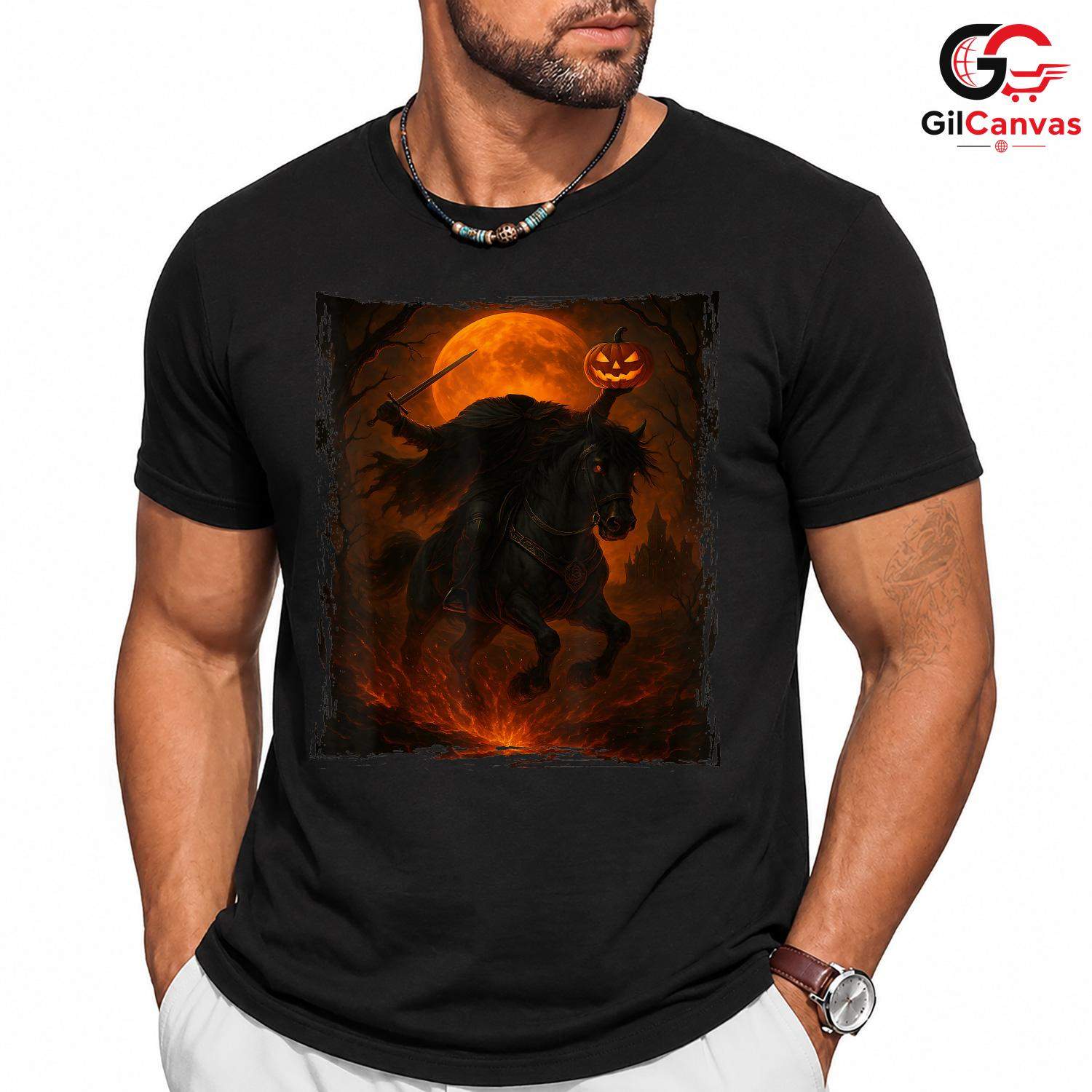 Headless Horseman Spooky T-Shirt Unisex Fun Halloween Gift Idea For Adults