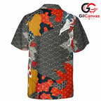Koi Fish Pattern Hawaiian Tee, Tropical Unisex Beachwear for Summer Events