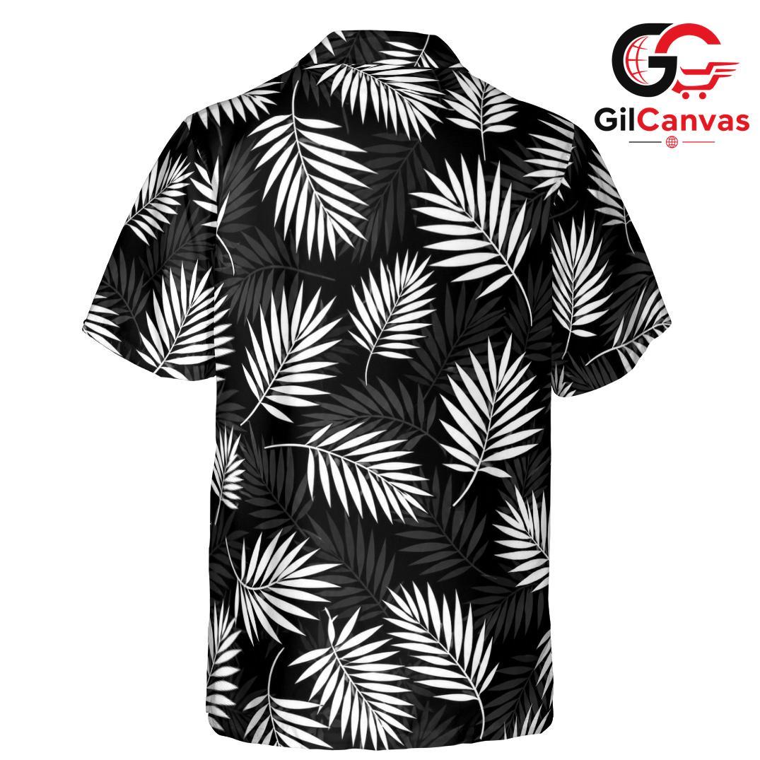 Leaf Print Relaxed Hawaiian Tee, Unisex Beach Wear for Summer Party Events