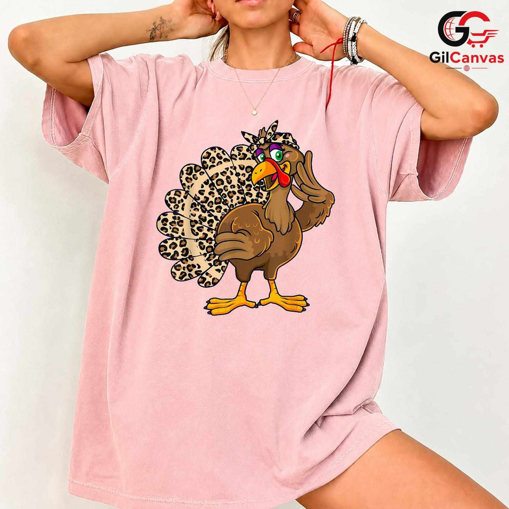 Leopard Print Turkey Fall T-Shirt Unisex Funny Thanksgiving Animal Lover Gift