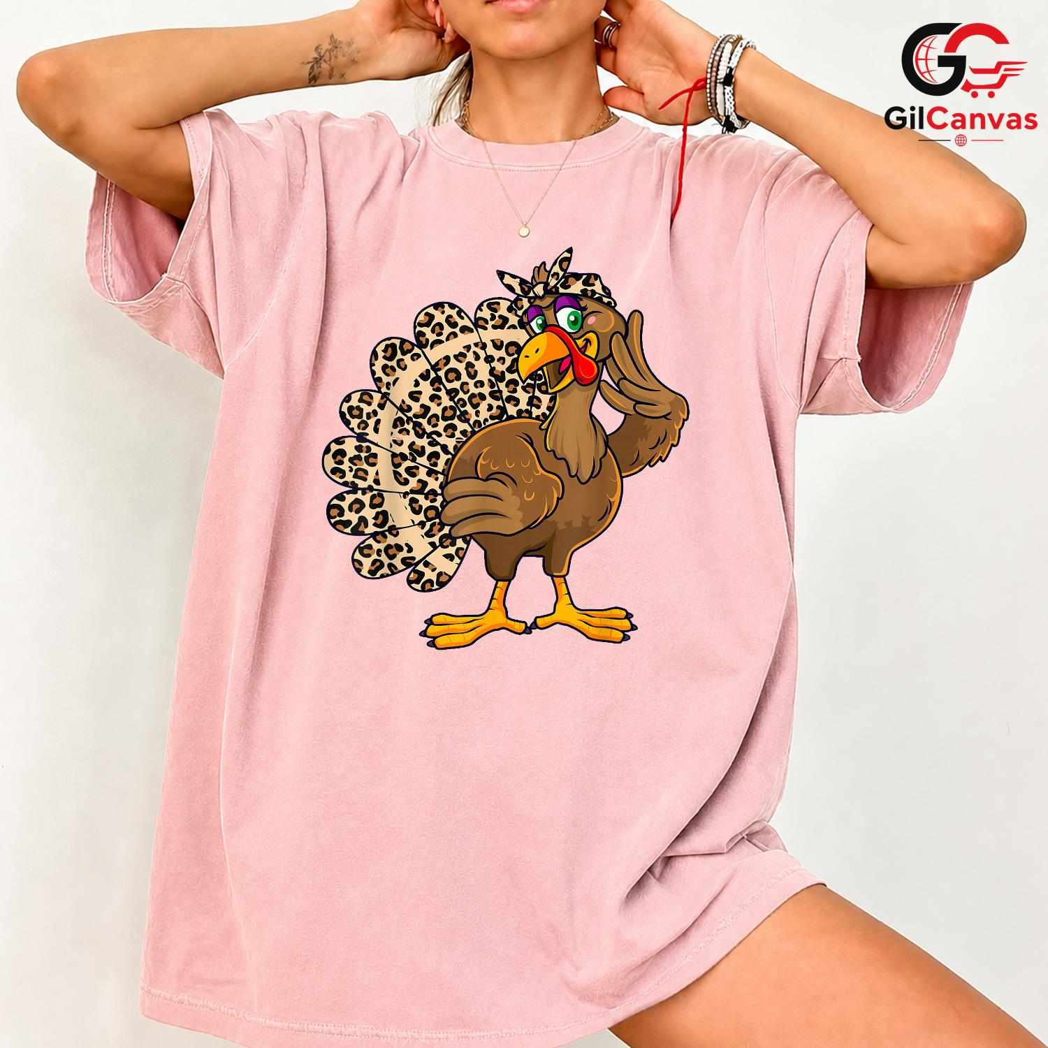 Leopard Print Turkey Fall T-Shirt Unisex Funny Thanksgiving Animal Lover Gift