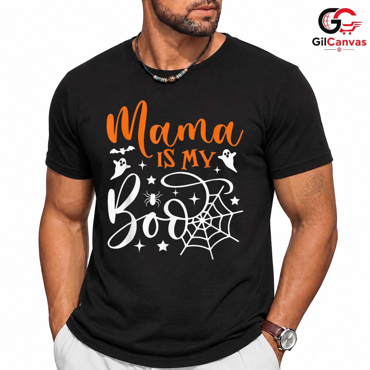 Mama Is My Boo Spooky Tee Shirt Unisex Fun Halloween Family Celebration Gift