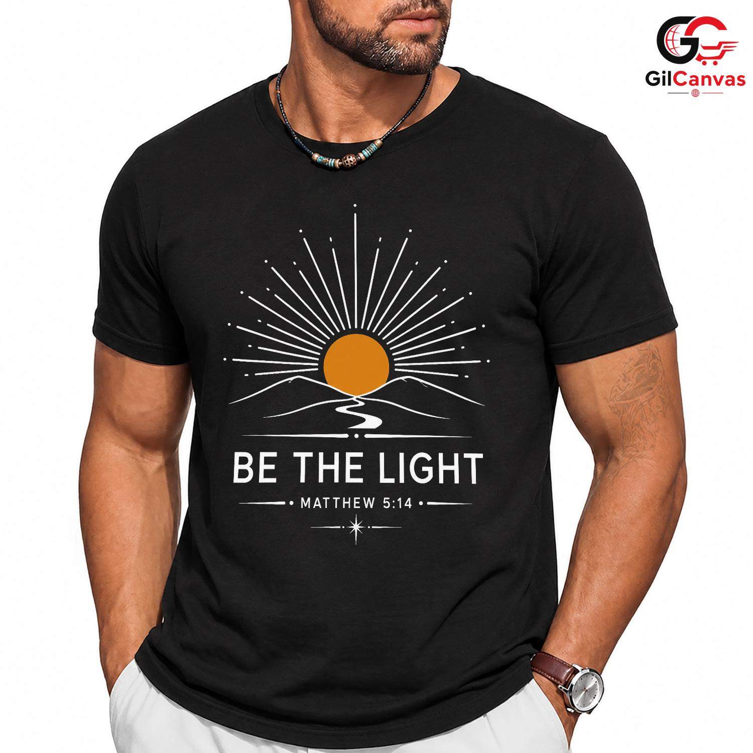 Matthew 5 14 Scripture T-Shirt Be The Light Mountain Unisex Christian Faith Tee