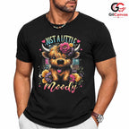 Moody Highland Cow Floral T-Shirt Unisex Funny Farm Animal Lover Gift Women