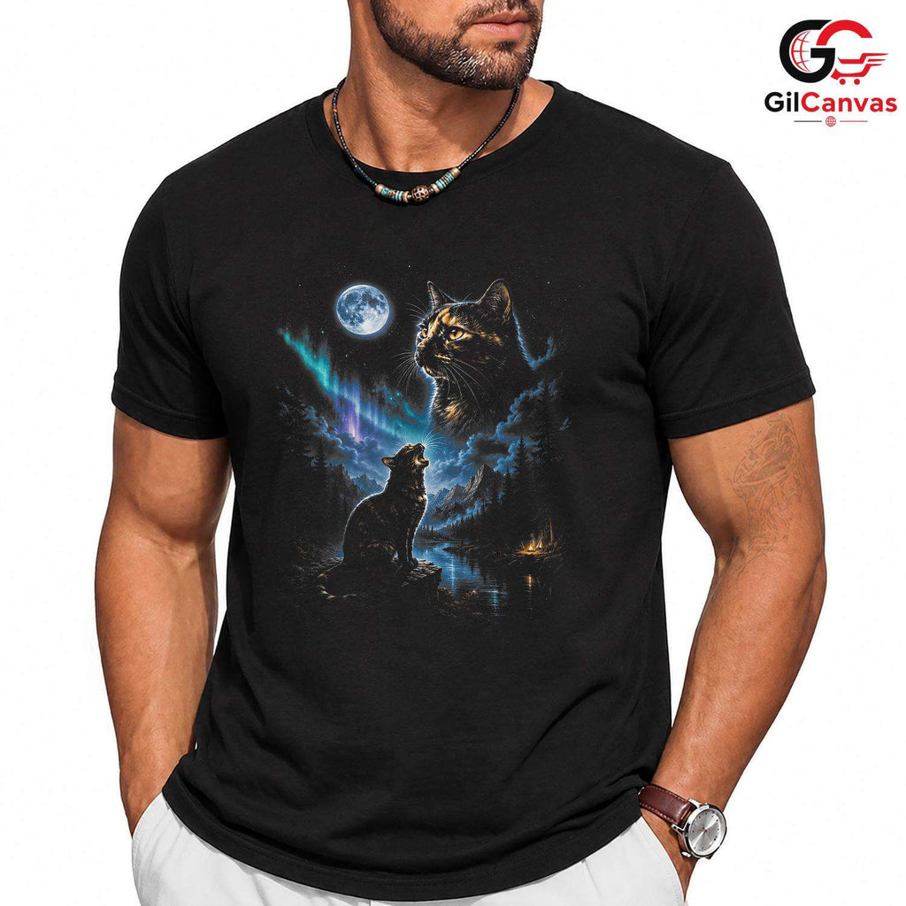 Moonlit Cat Lover Fall T-Shirt Unisex Perfect Pet Owner Gift For Enthusiasts