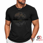 Moonlit City Forest Skyline T-Shirt Scenic Night Sky Unisex Graphic Apparel Tee