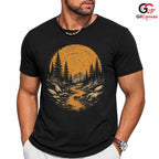 Mountain Forest River T-Shirt Scenic Nature Lover Unisex Adventure Graphic Tee