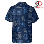 Navy Floral Hawaiian Shirt, Custom Unisex Beachwear for Summer Party Event