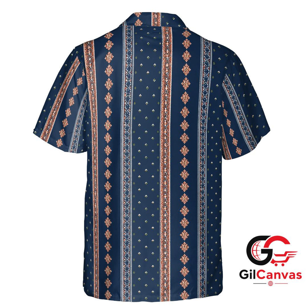Navy Tropical Hawaiian Shirt For Summer Events Unisex Beach Casual Outfits