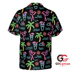 Neon Flamingo Hawaiian Shirt For Summer Parties Unisex Tropical Beach Wear